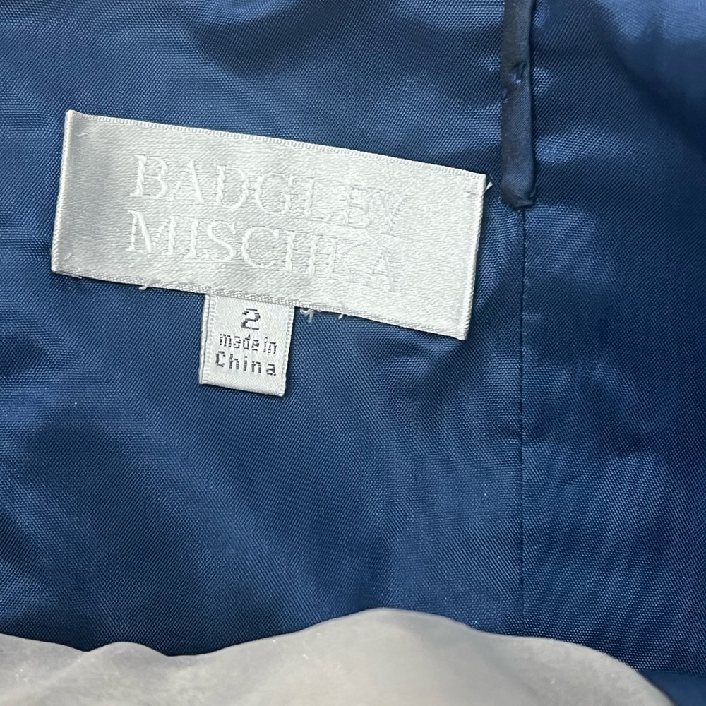 Badgley mischka navy rhinestone mesh bubble cocktail dress size 2 - Picture 9 of 9